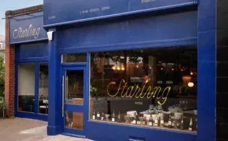 The blue storefront of Starling Bistro in Barnes