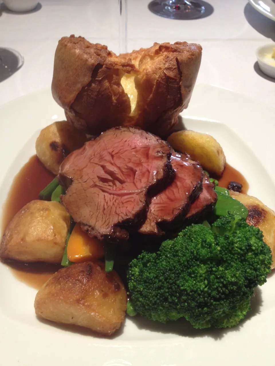 A carved roast beef course with Yorkshire pudding at The Dining Room in Reigate